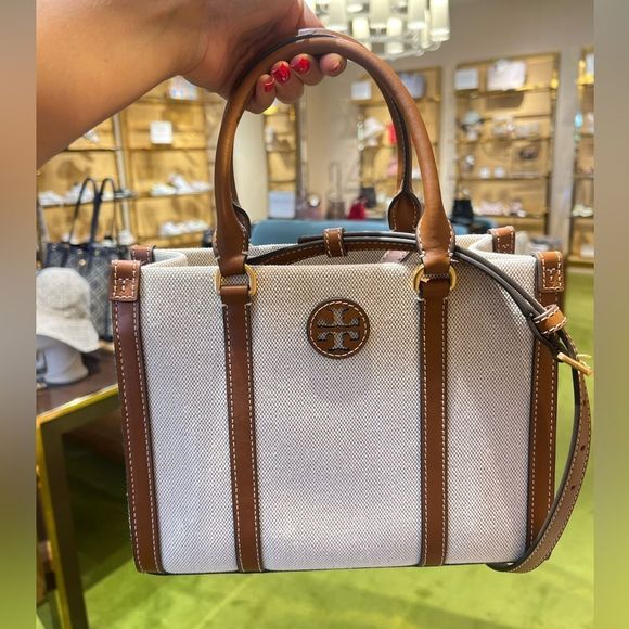 Tory Burch Blake Canvas Small Tote, Canvas / Classic Cuoio, Style 145356 - Picture 3 of 10